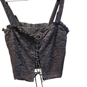 Lace crop tank top black XS forever 21